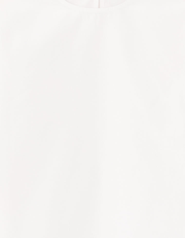Puff-sleeve 100% cotton poplin blouse