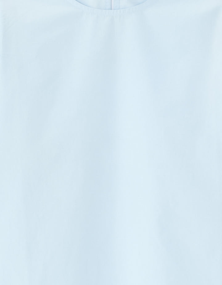 Puff-sleeve 100% cotton poplin blouse