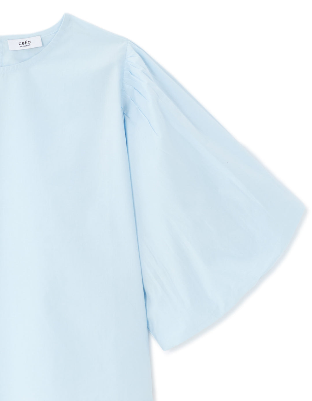 Puff-sleeve 100% cotton poplin blouse