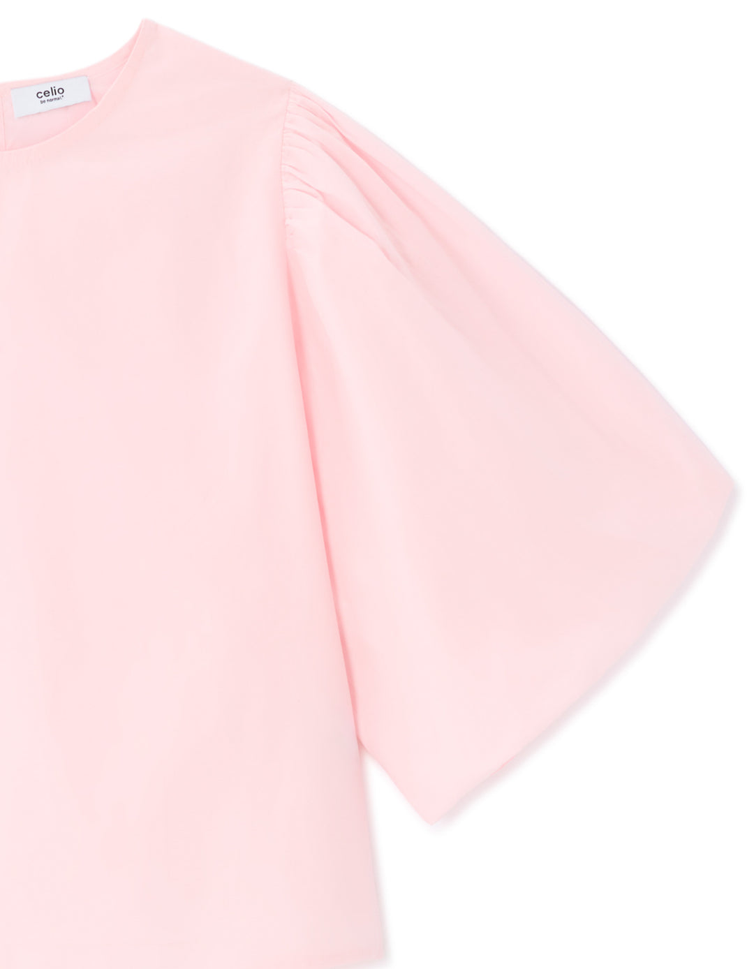 Puff-sleeve 100% cotton poplin blouse