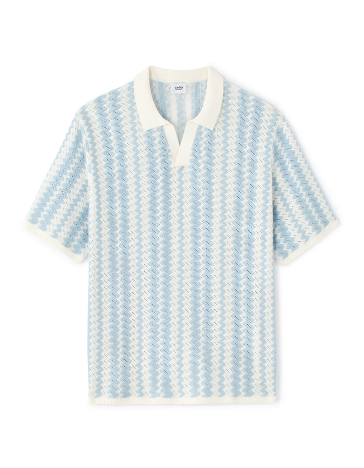 Regular Fit Striped and TextuKnit Polo