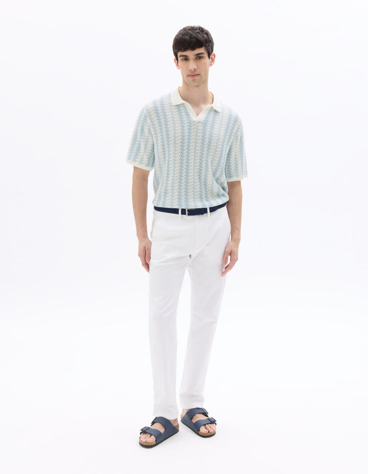 Regular Fit Striped and TextuKnit Polo