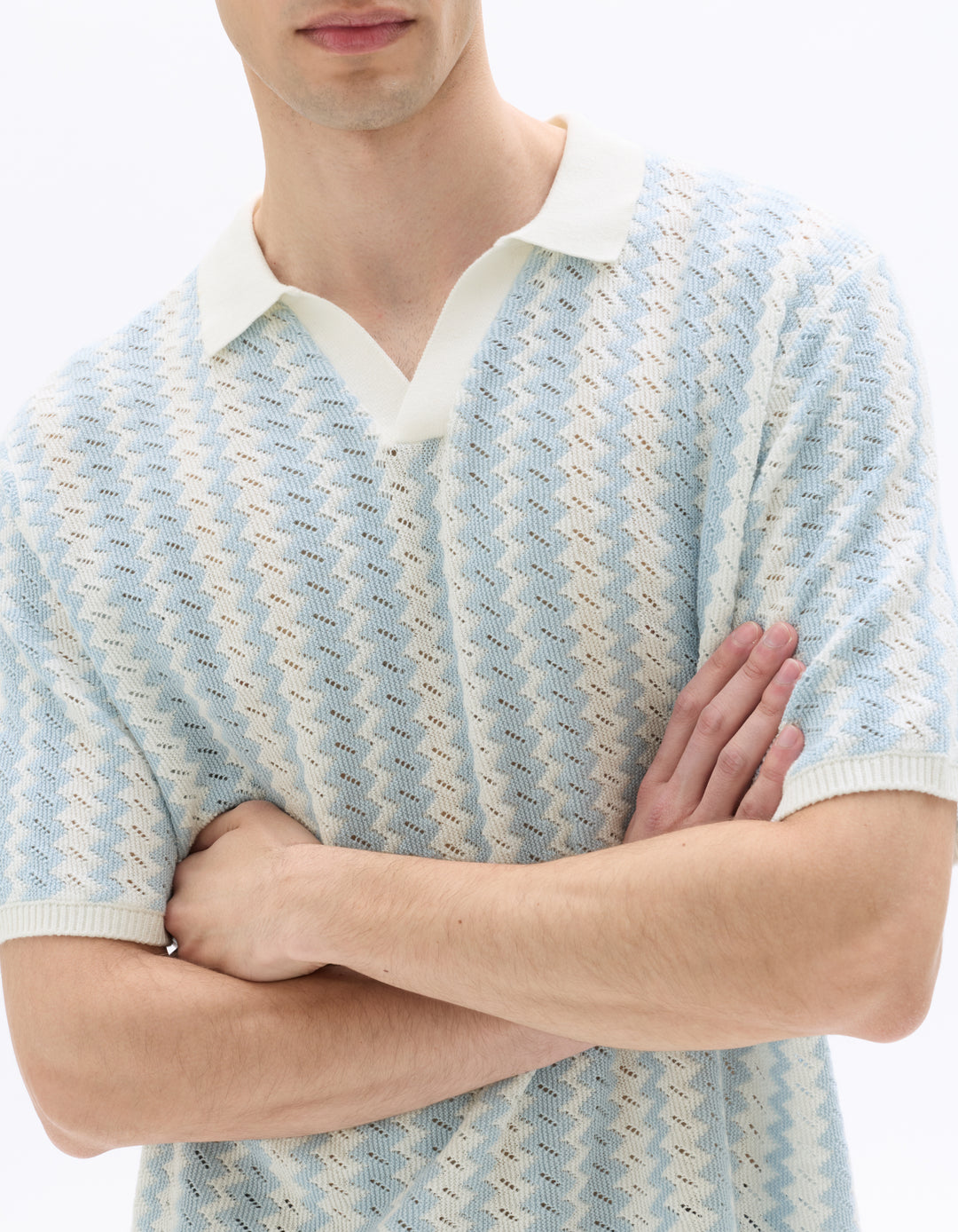 Regular Fit Striped and TextuKnit Polo