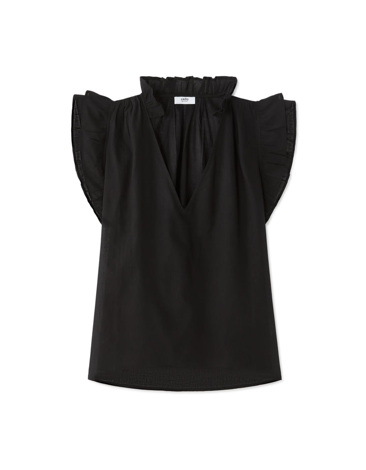 Ruffled 100% Cotton Blouse