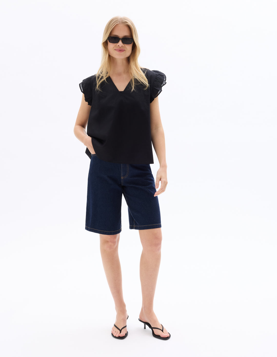 Ruffled 100% Cotton Blouse