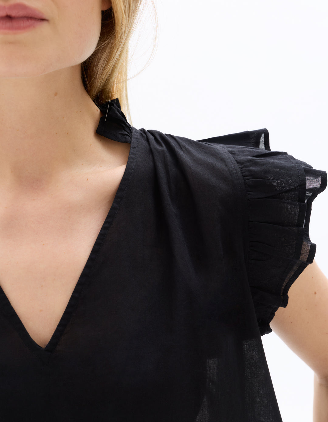 Ruffled 100% Cotton Blouse