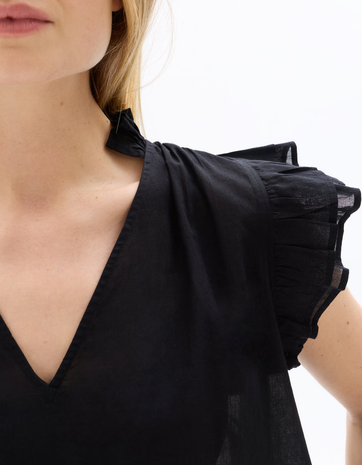 Ruffled 100% Cotton Blouse