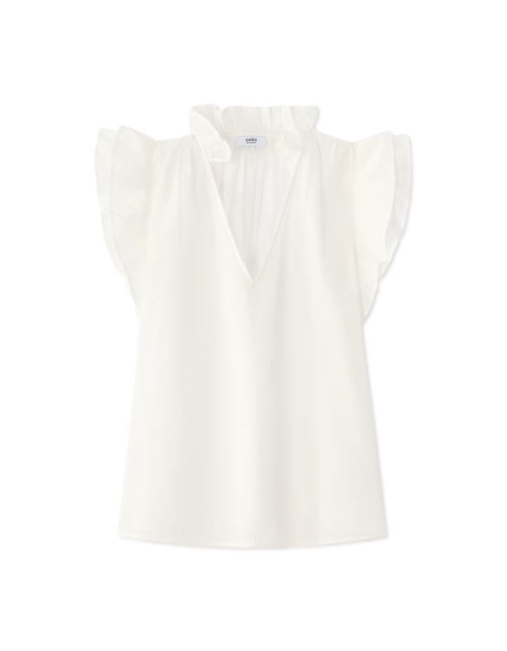 Ruffled 100% Cotton Blouse