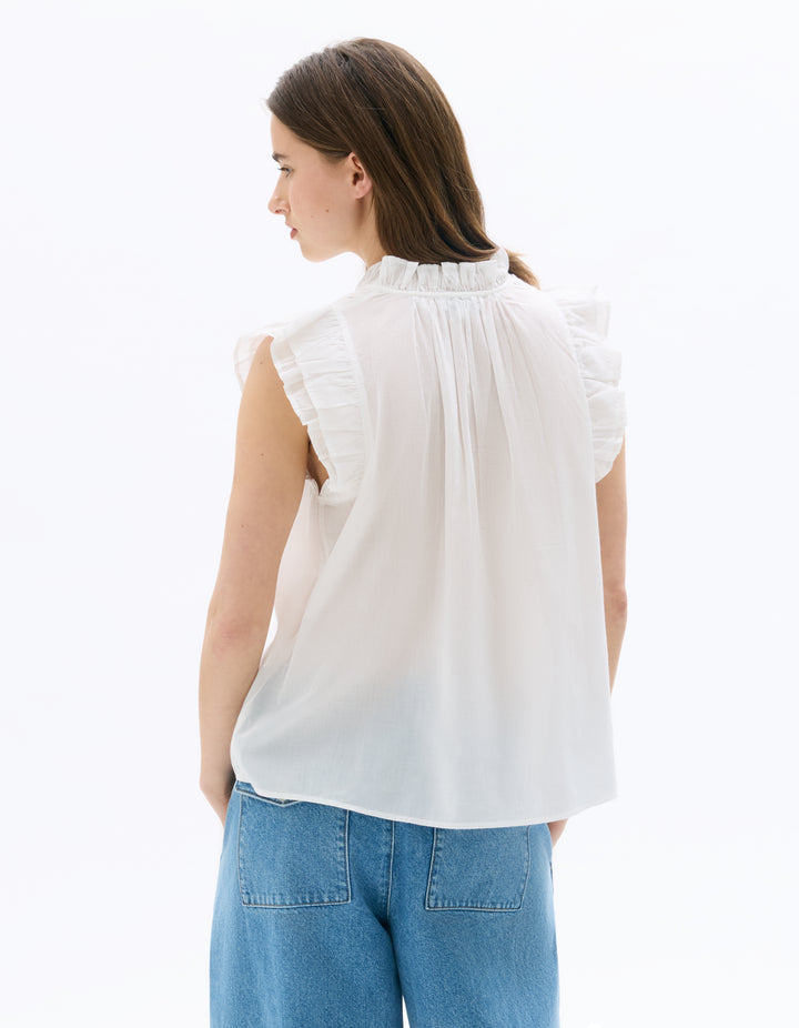 Ruffled 100% Cotton Blouse