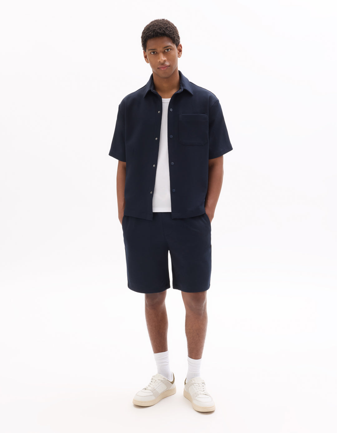 Men - Knitted - Overshirt - Short sleeves