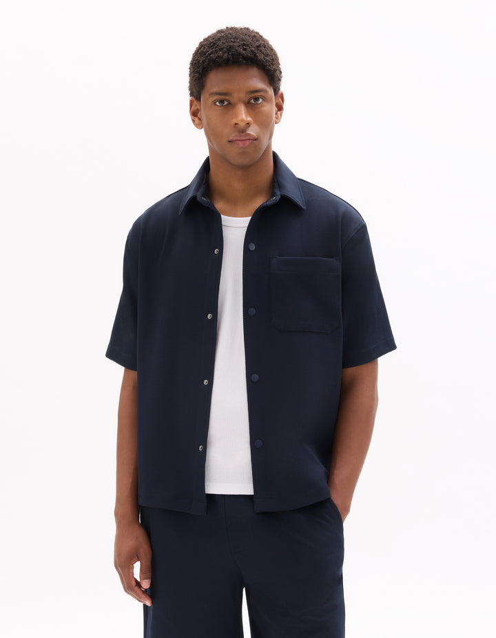 Men - Knitted - Overshirt - Short sleeves