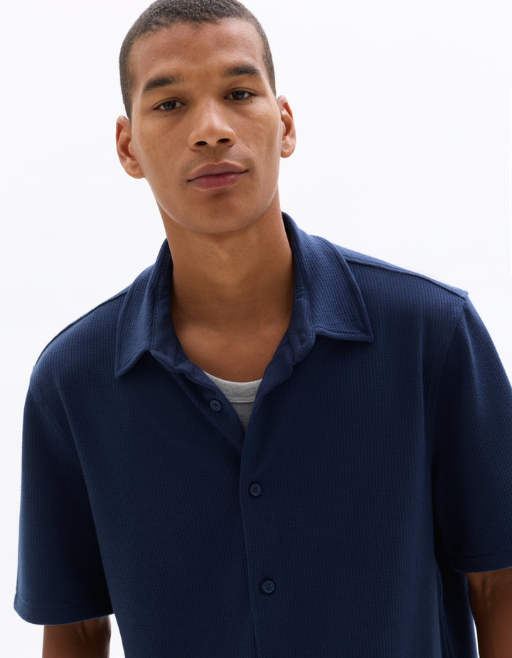 Men - Knitted - Shirt - Short sleeves