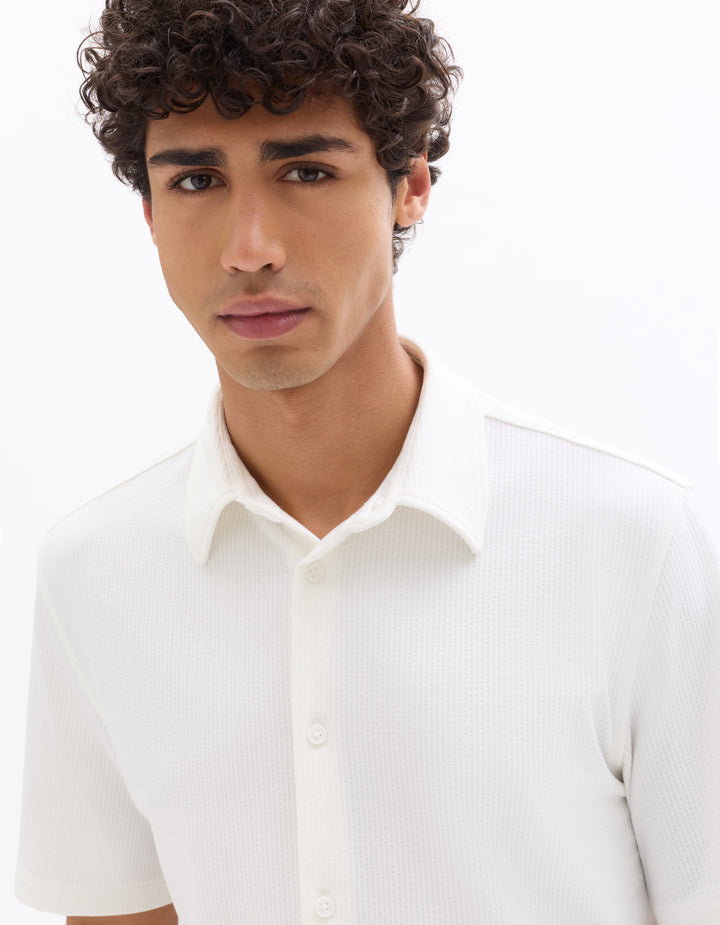 Men - Knitted - Shirt - Short sleeves