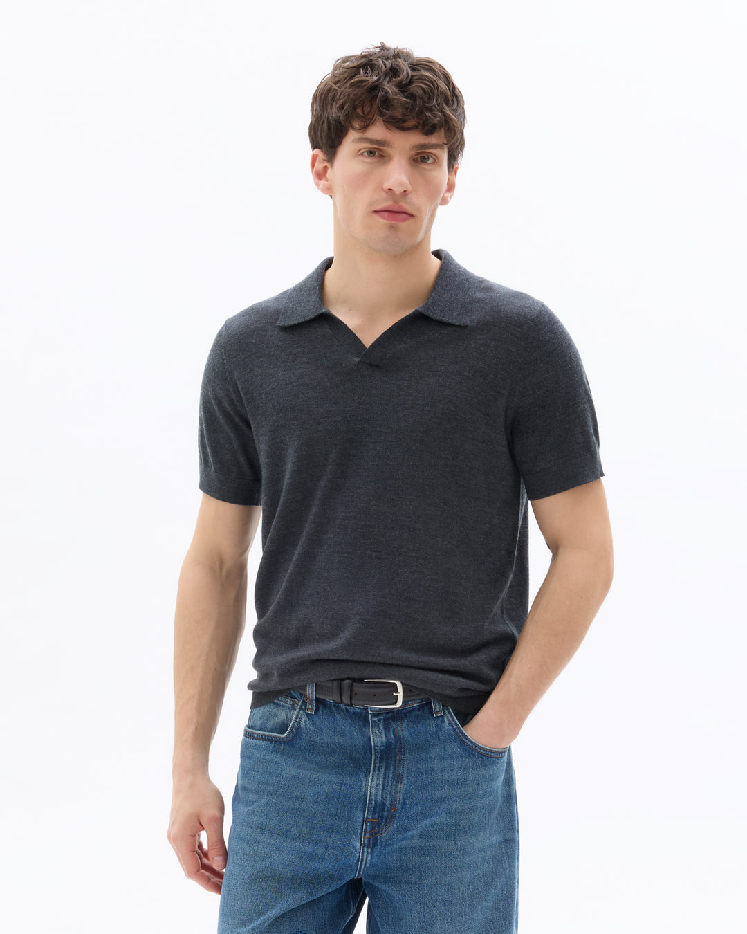 Men - Knitted - Polo Shirt - Short sleeves