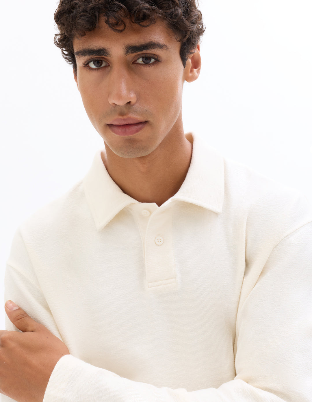 Men - Knitted - Polo Shirt - Long sleeves