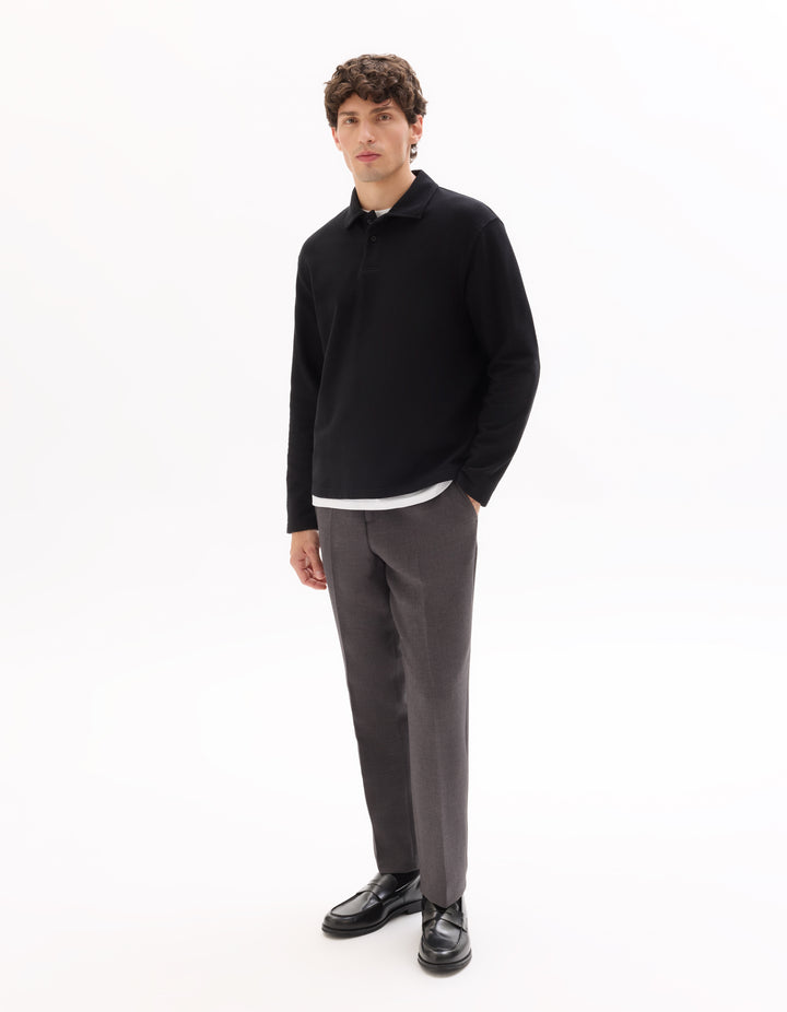 Men - Knitted - Polo Shirt - Long sleeves