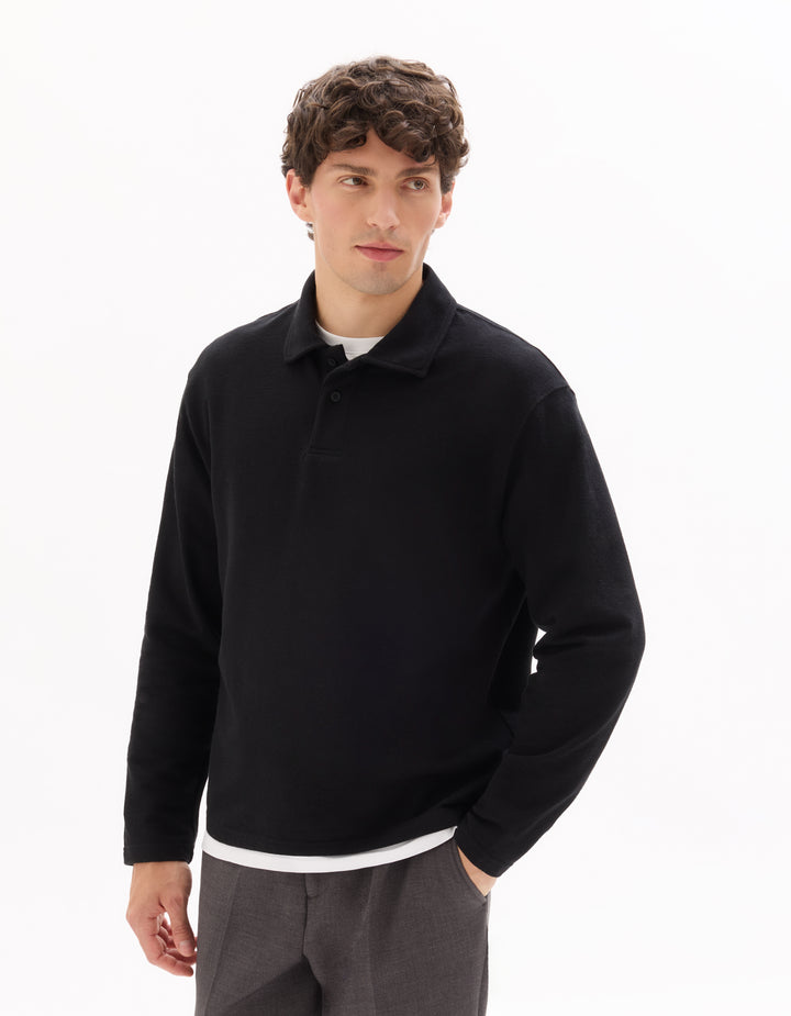 Men - Knitted - Polo Shirt - Long sleeves