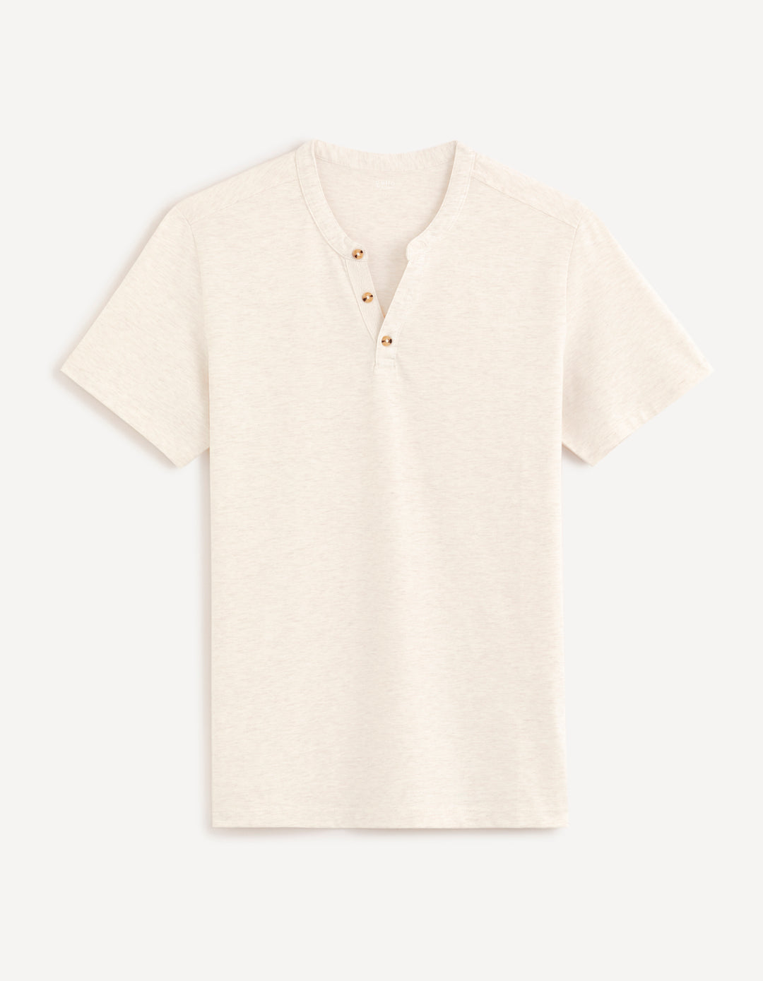 Men - Knitted - T-Shirt - Short sleeves - Henley collar