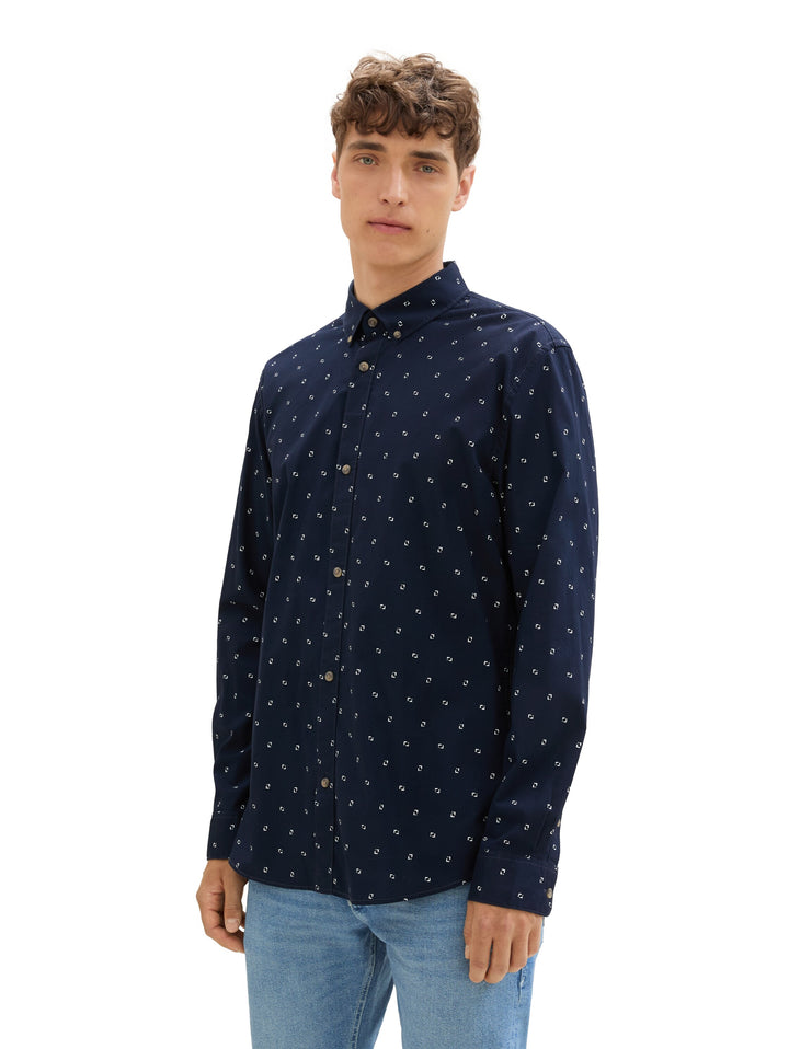 FITTED PRINTED POPLIN SHIRT