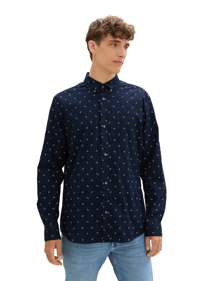 FITTED PRINTED POPLIN SHIRT