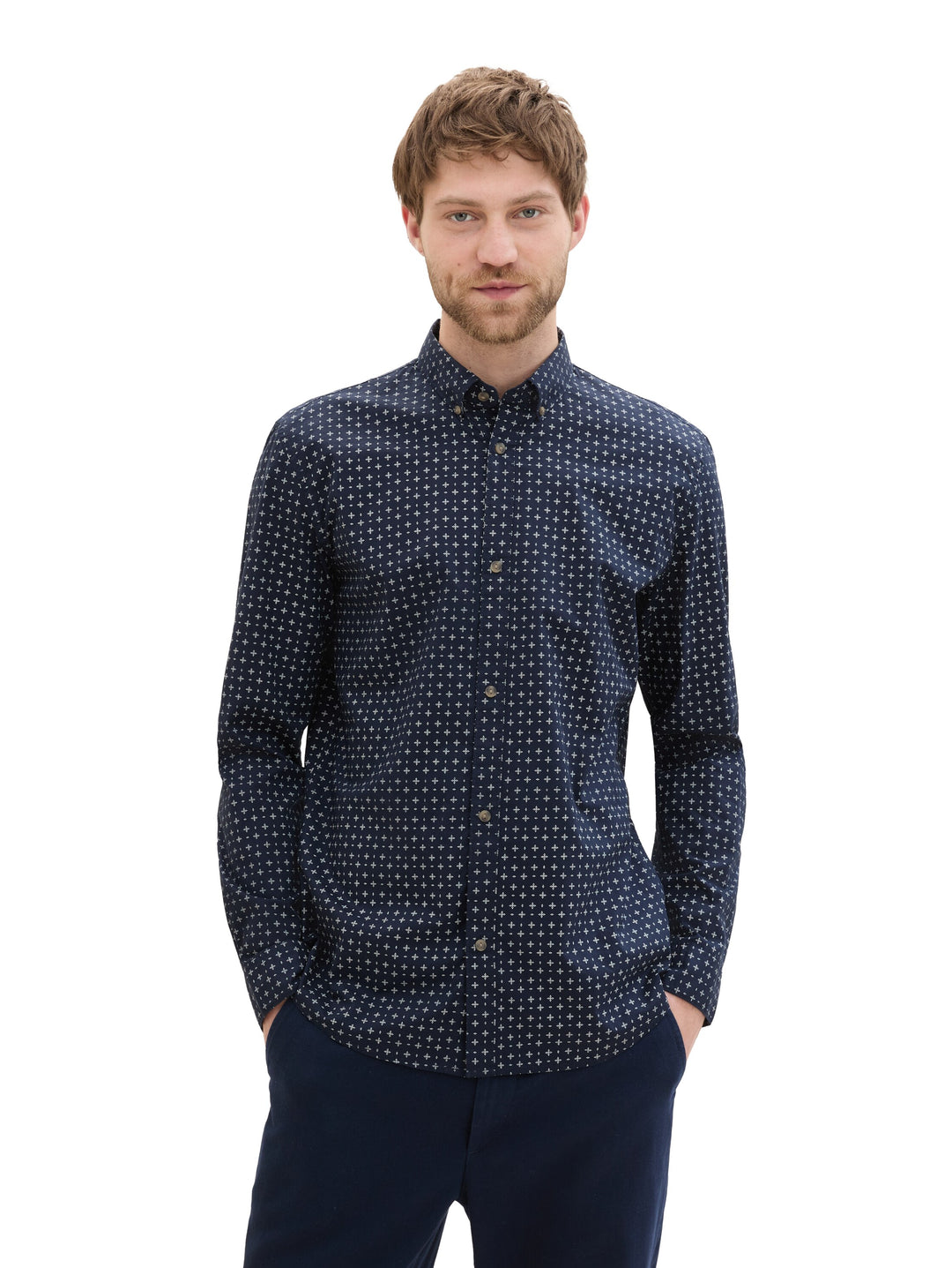 FITTED PRINTED POPLIN SHIRT