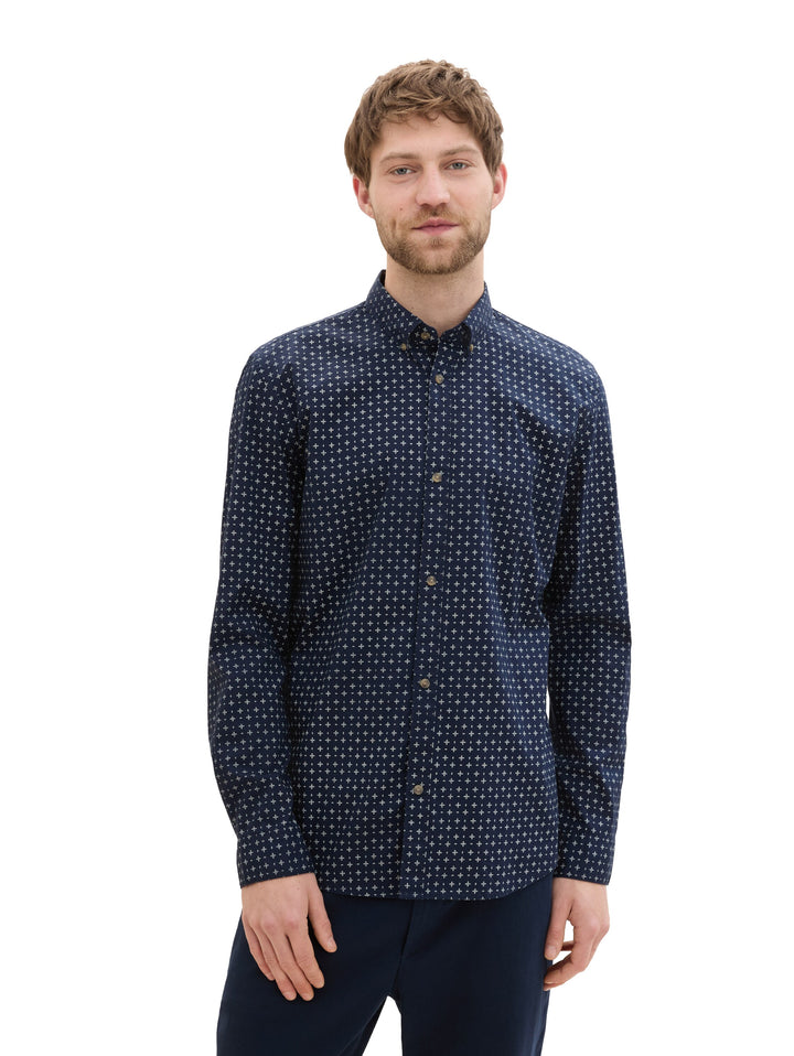 FITTED PRINTED POPLIN SHIRT