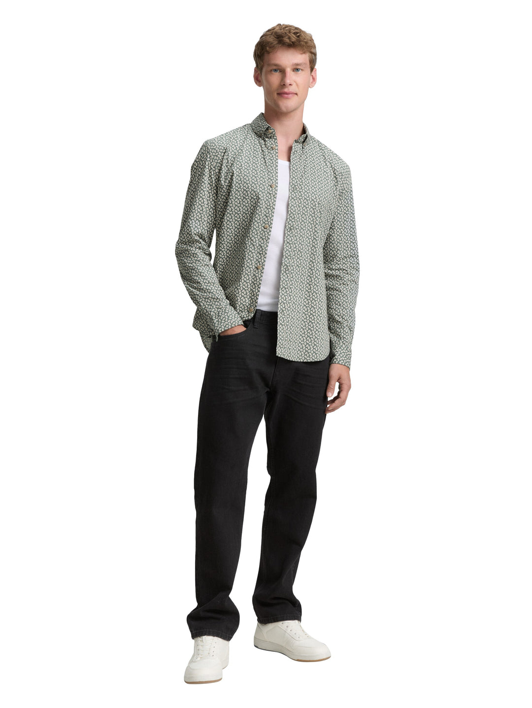 FITTED PRINTED POPLIN SHIRT