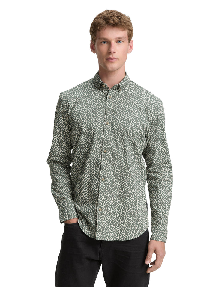 FITTED PRINTED POPLIN SHIRT