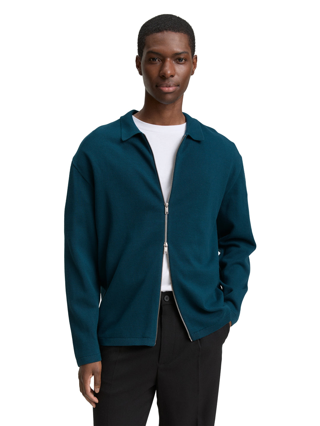 RELAXED TWOWAY ZIPPER KNITTED JACKET