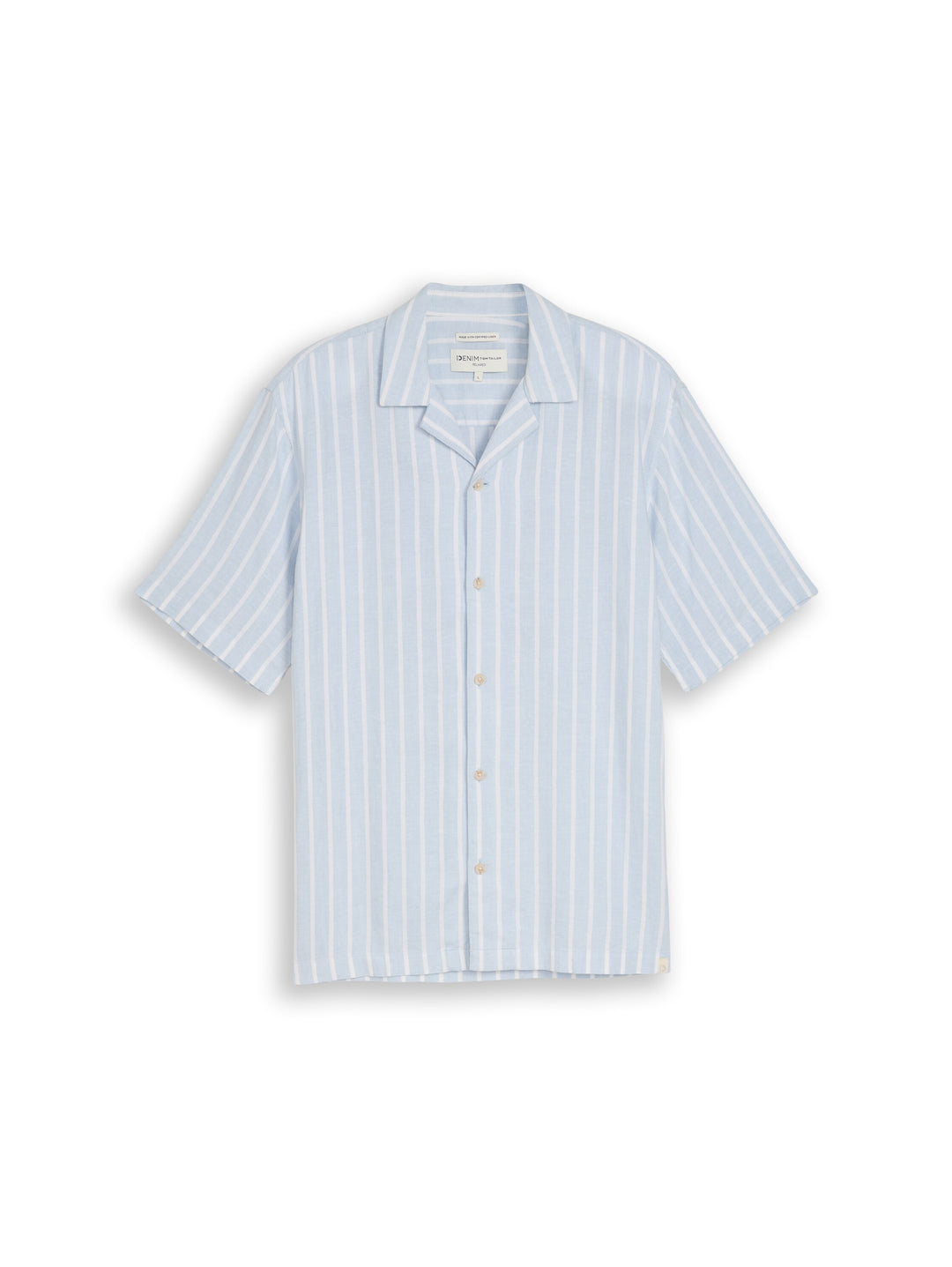 RELAXED STRIPED VISCOSE LINEN SHIRT