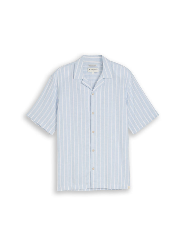 RELAXED STRIPED VISCOSE LINEN SHIRT