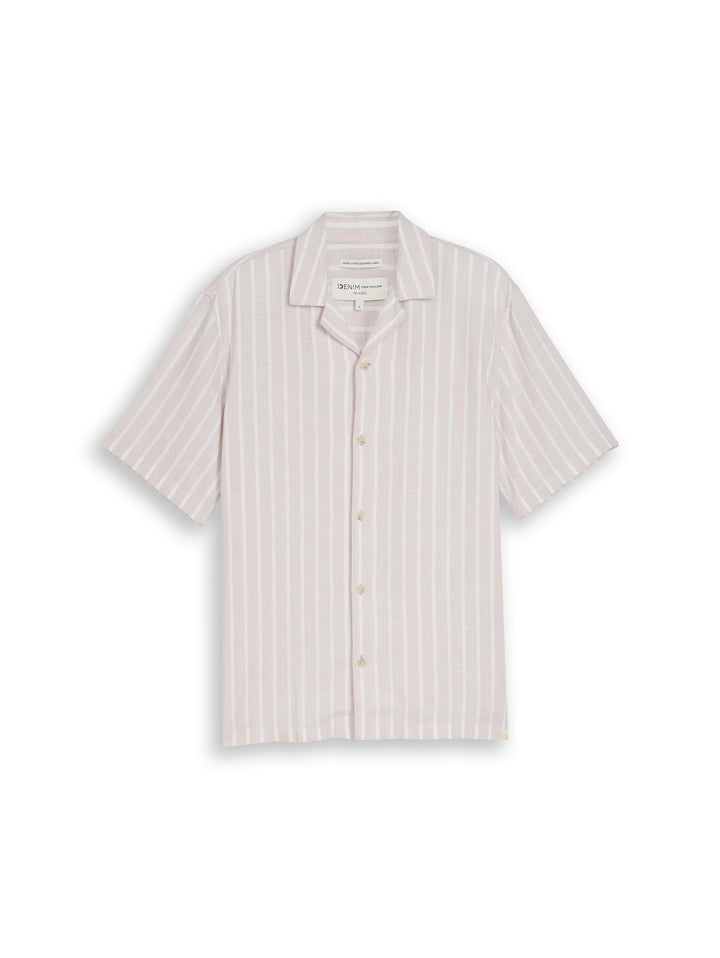 RELAXED STRIPED VISCOSE LINEN SHIRT