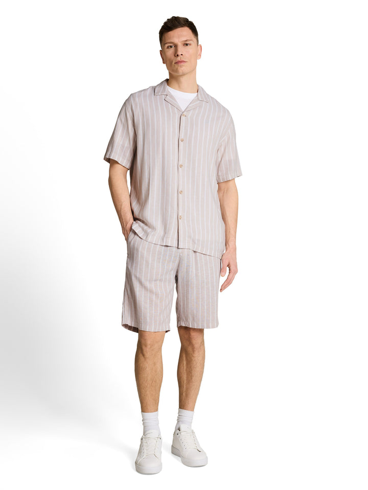 RELAXED STRIPED VISCOSE LINEN SHIRT