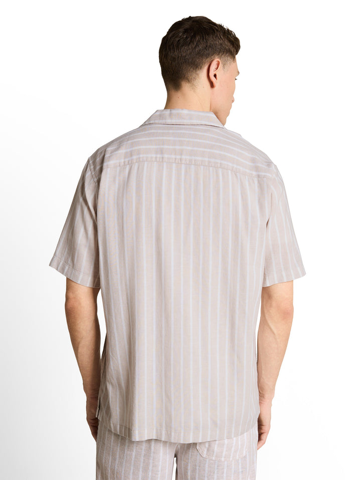 RELAXED STRIPED VISCOSE LINEN SHIRT
