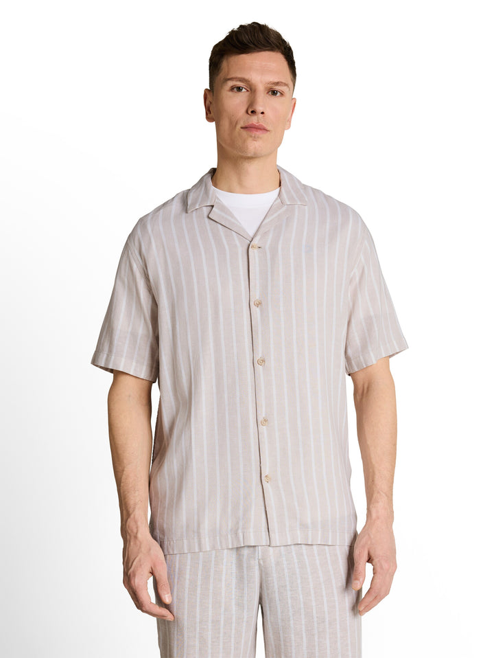 RELAXED STRIPED VISCOSE LINEN SHIRT