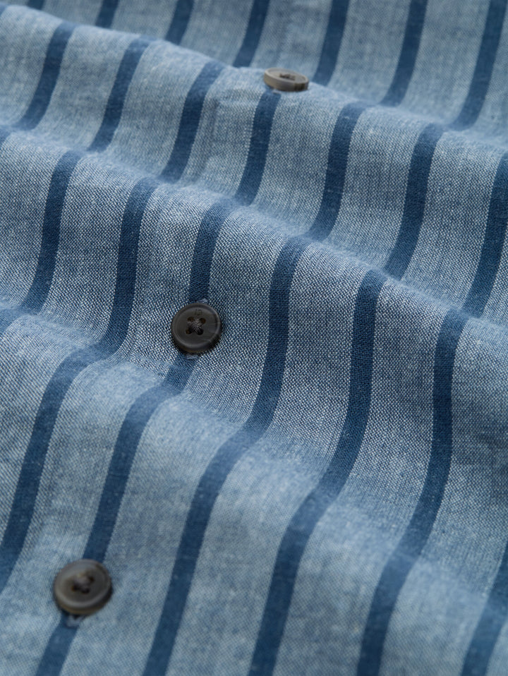 RELAXED STRIPED VISCOSE LINEN SHIRT