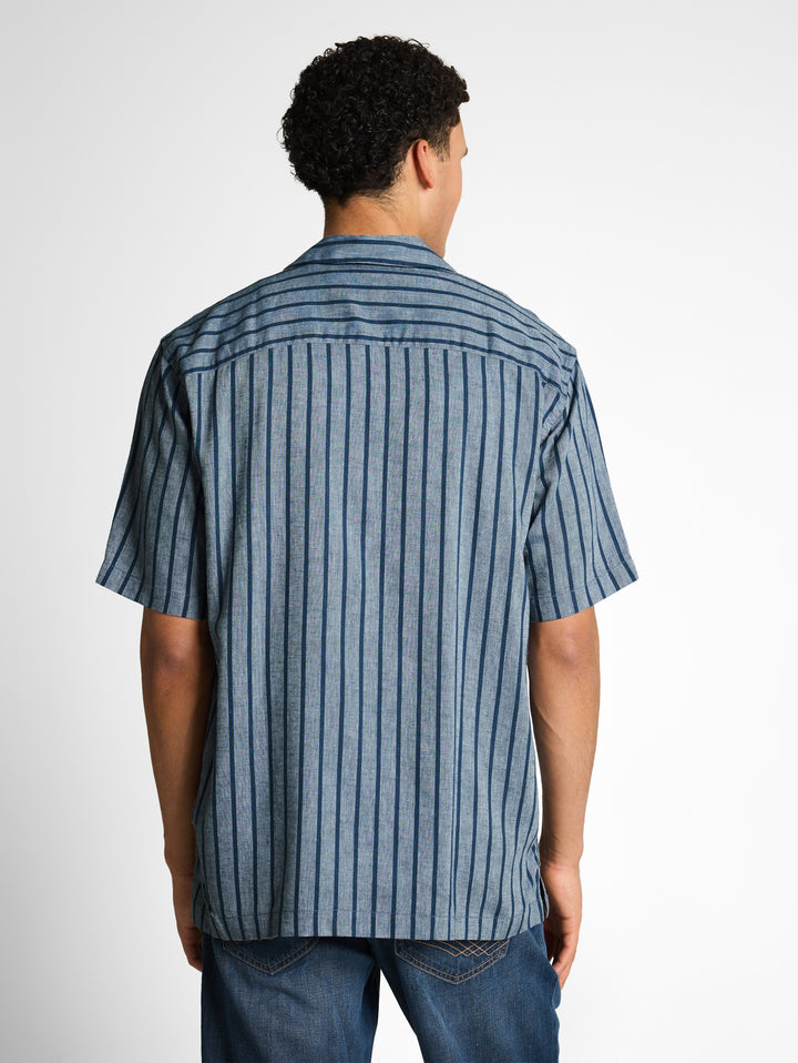 RELAXED STRIPED VISCOSE LINEN SHIRT