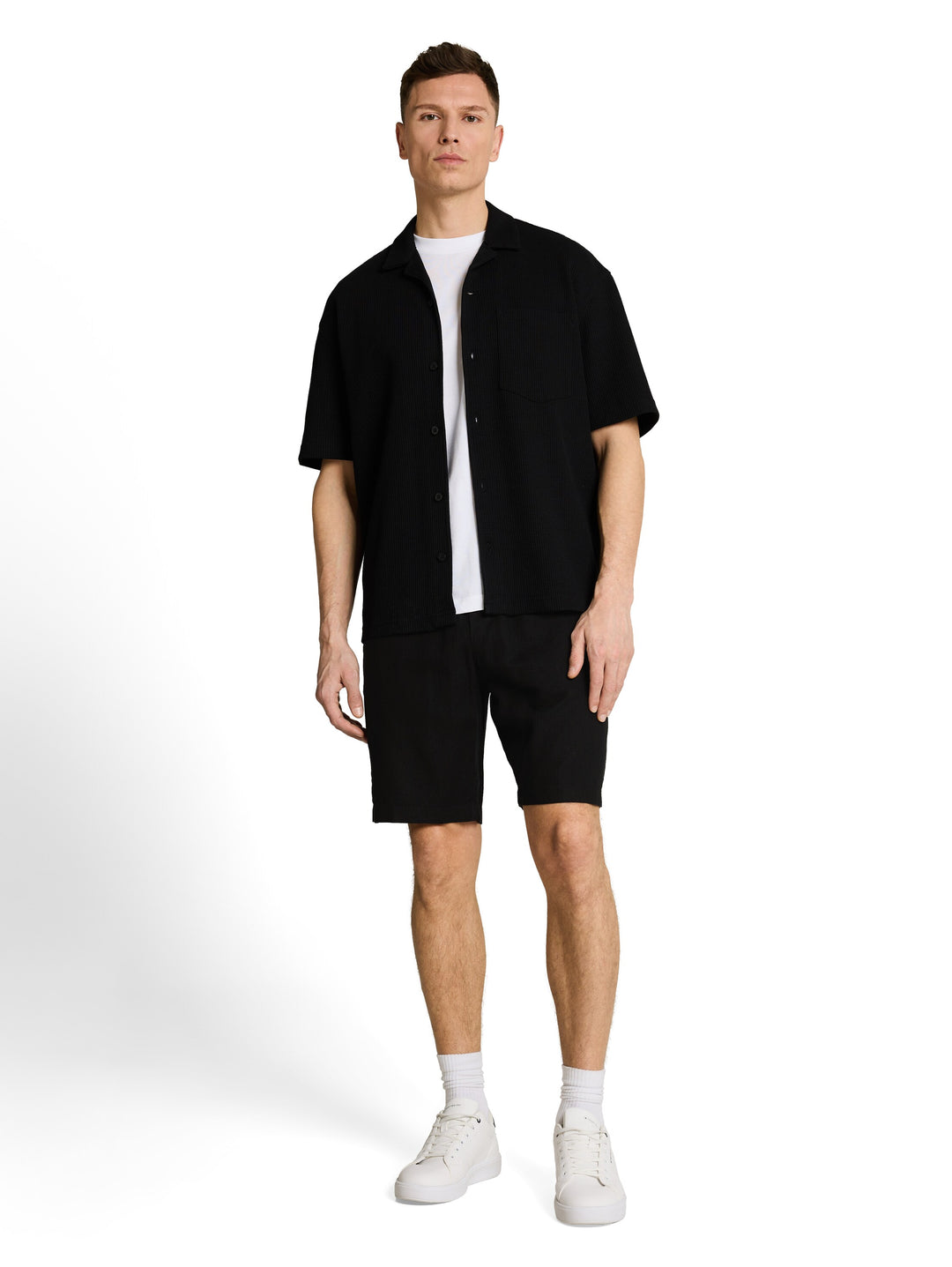 RELAXED VISCOSE LINEN BEACH SHORTS