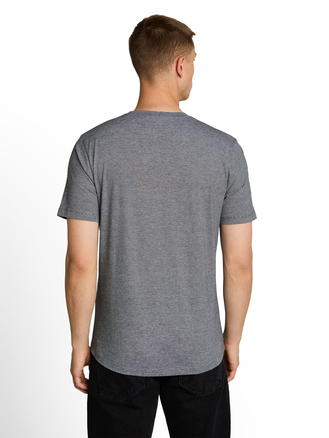 ROUNDED HEM FINESTRIPE T-SHIRT