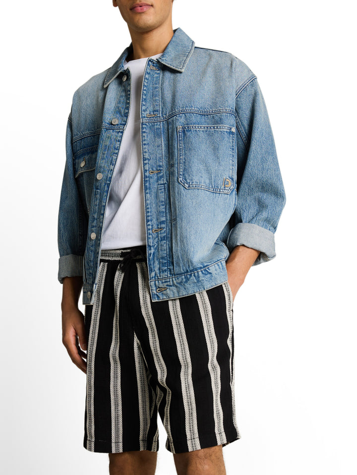 RELAXED STRUCTURED STRIPED SHORTS