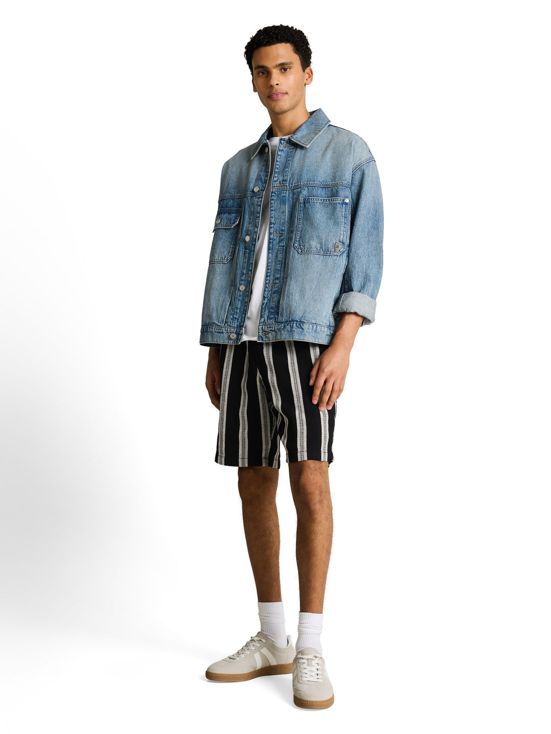 RELAXED STRUCTURED STRIPED SHORTS