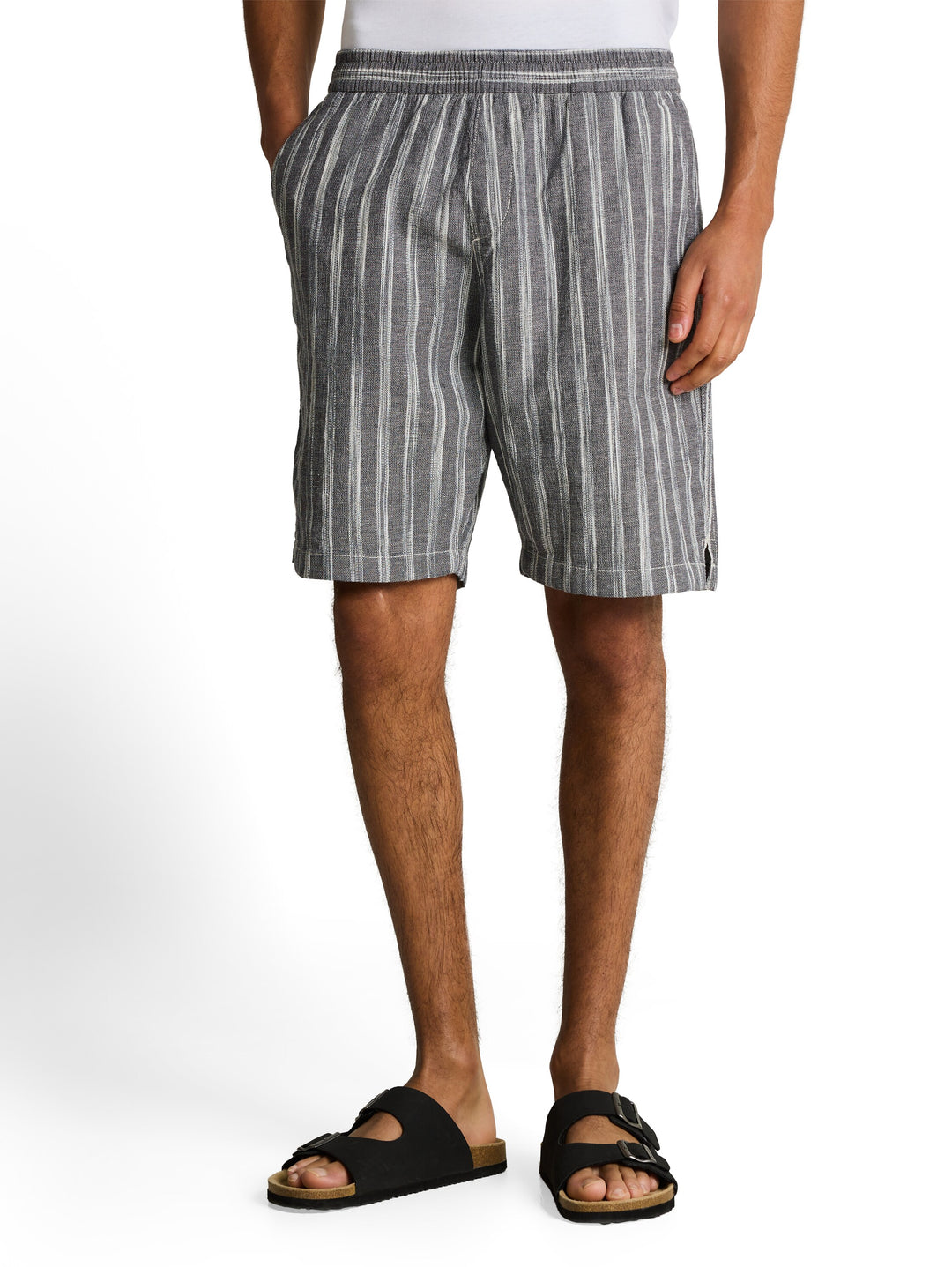 STRUCTURED LINEN OPTIC BEACH SHORTS