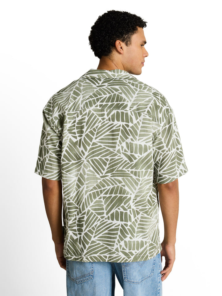 LOOSE VISCOSE COTTON RESORT SHIRT