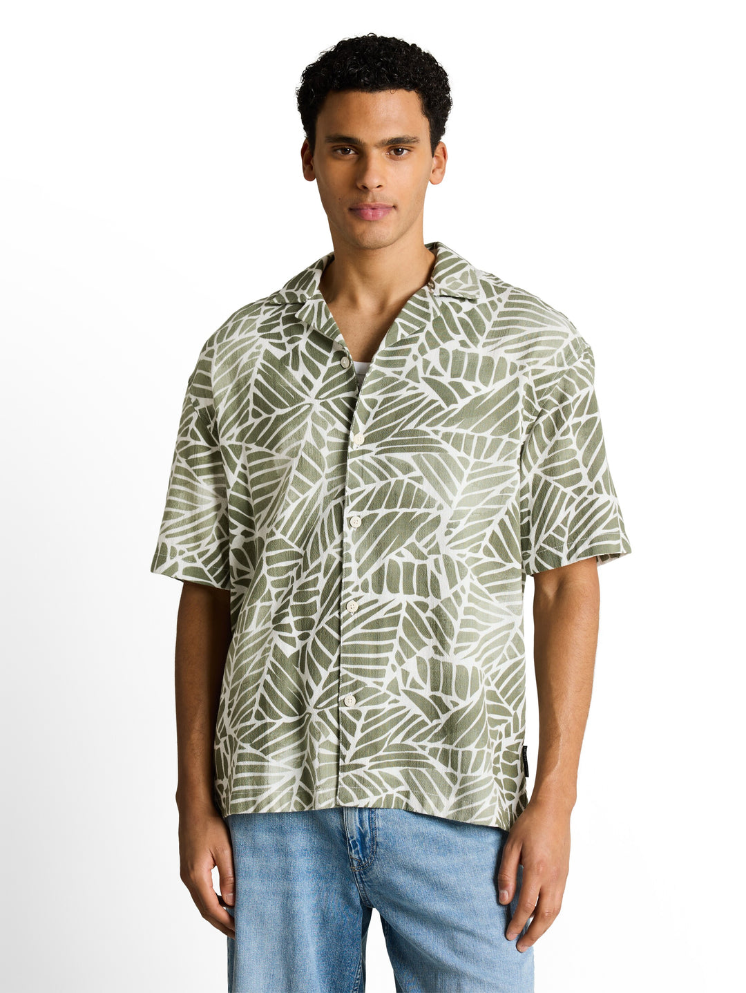 LOOSE VISCOSE COTTON RESORT SHIRT