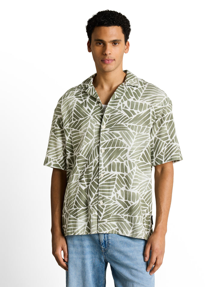 LOOSE VISCOSE COTTON RESORT SHIRT