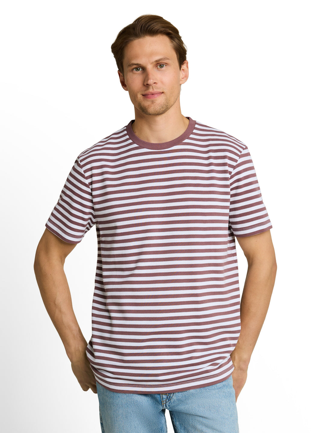 STRIPED PIQU T-SHIRT