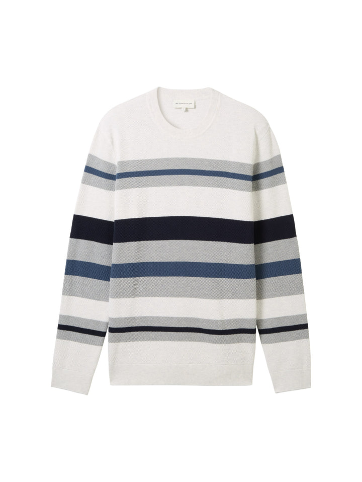 STRUCTURE STRIPE CREWNECK KNIT