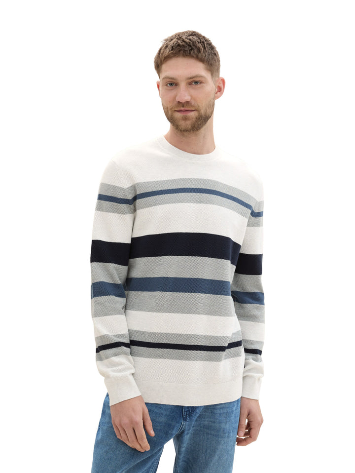 STRUCTURE STRIPE CREWNECK KNIT