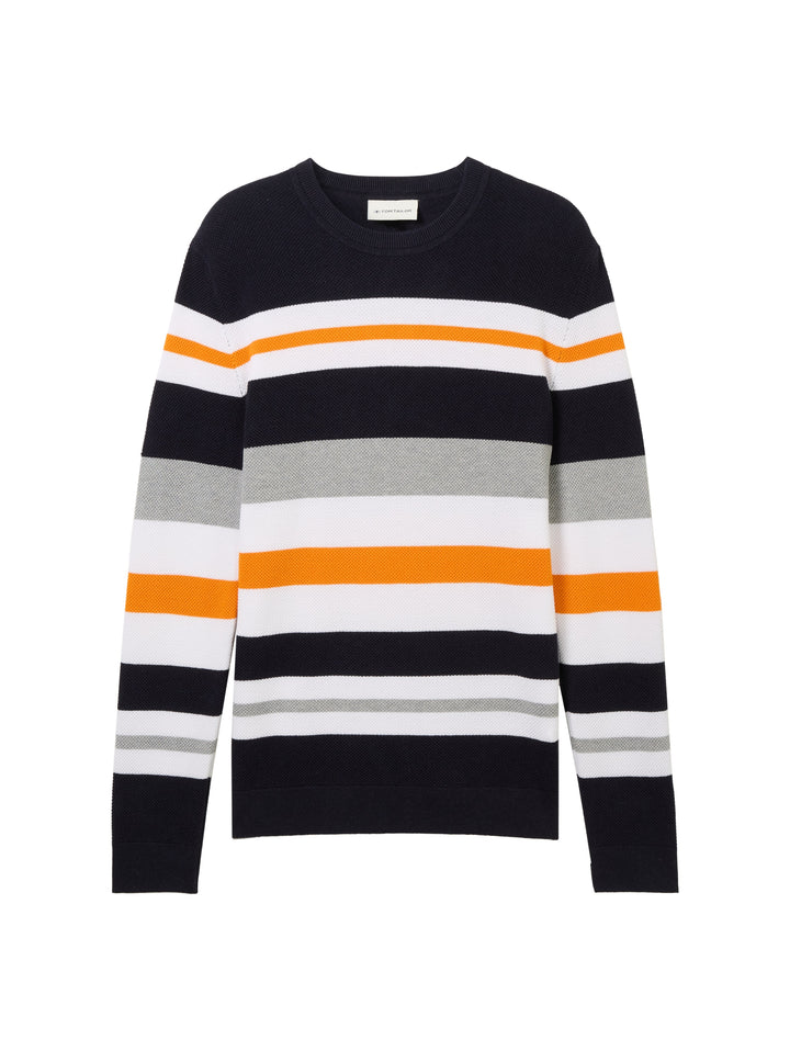 STRUCTURE STRIPE CREWNECK KNIT