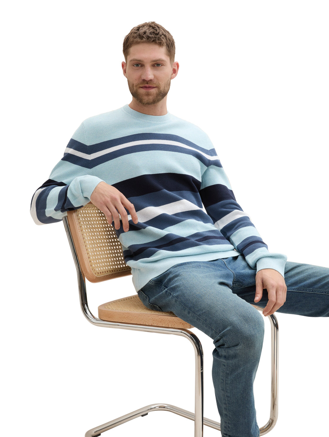 STRUCTURE STRIPE CREWNECK KNIT